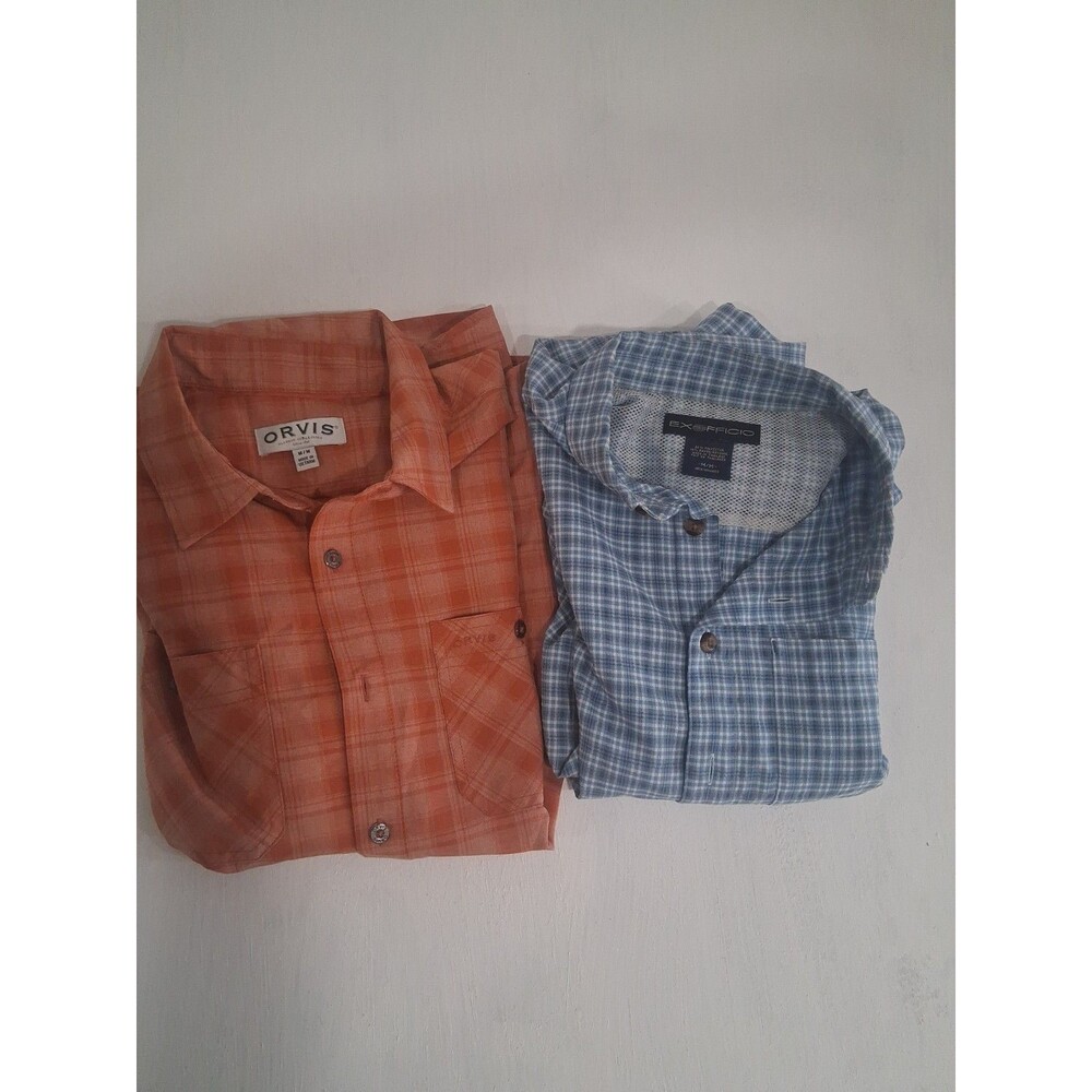 Mens Lot (2) Outdoor Brand Short Sleeve Shirts Orvis Ex Officio Medium Plaid